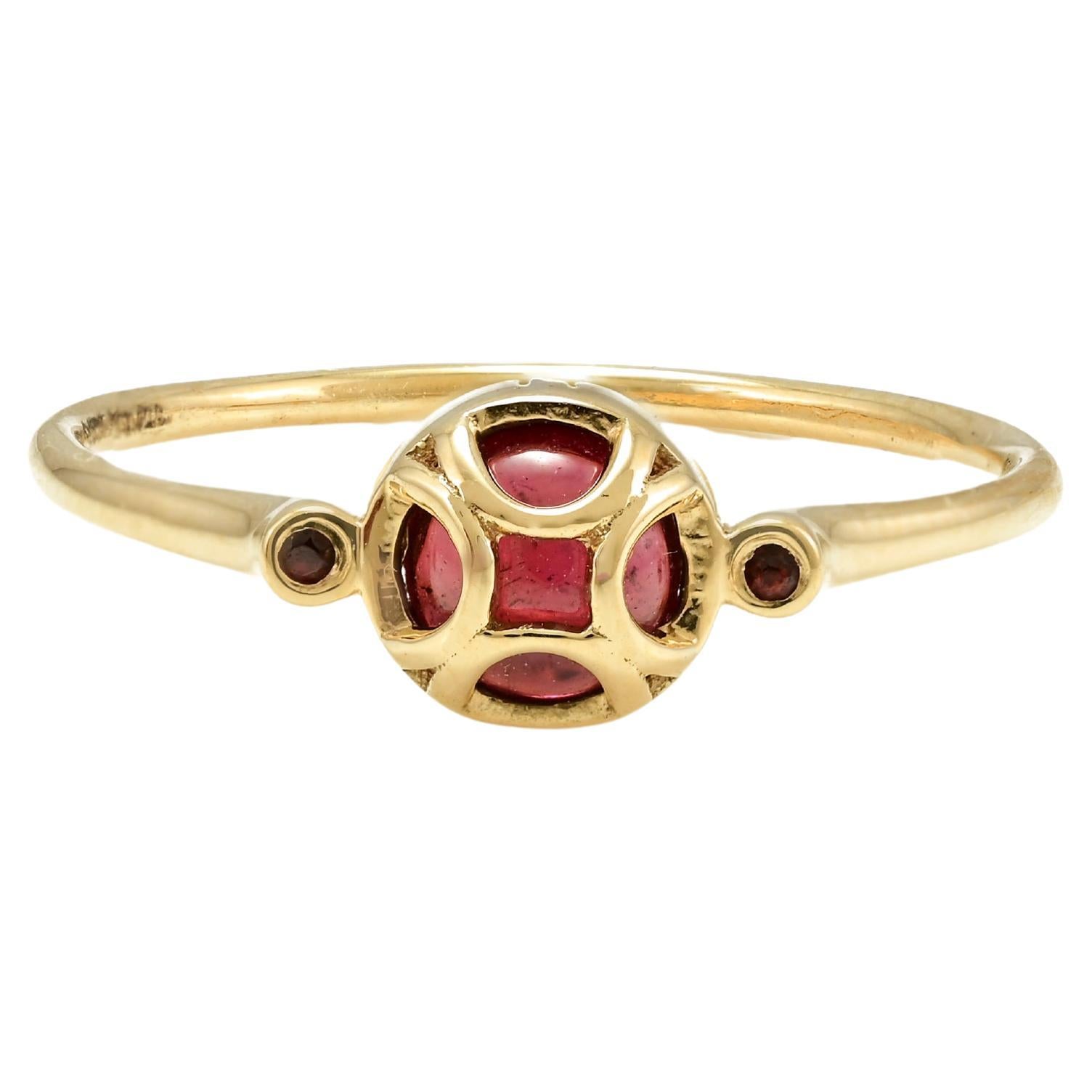For Sale:  Everyday Minimalist Garnet Ring in 18k Solid Yellow Gold For Her