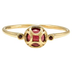 Everyday Minimalist Garnet Ring in 18k Solid Yellow Gold For Her