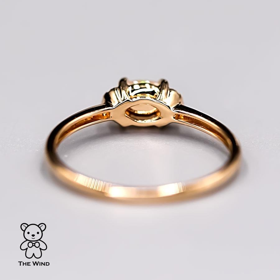 Minimalistischer Verlobungsring aus 18 Karat Gelbgold mit Feueropal und Diamant im Angebot 2