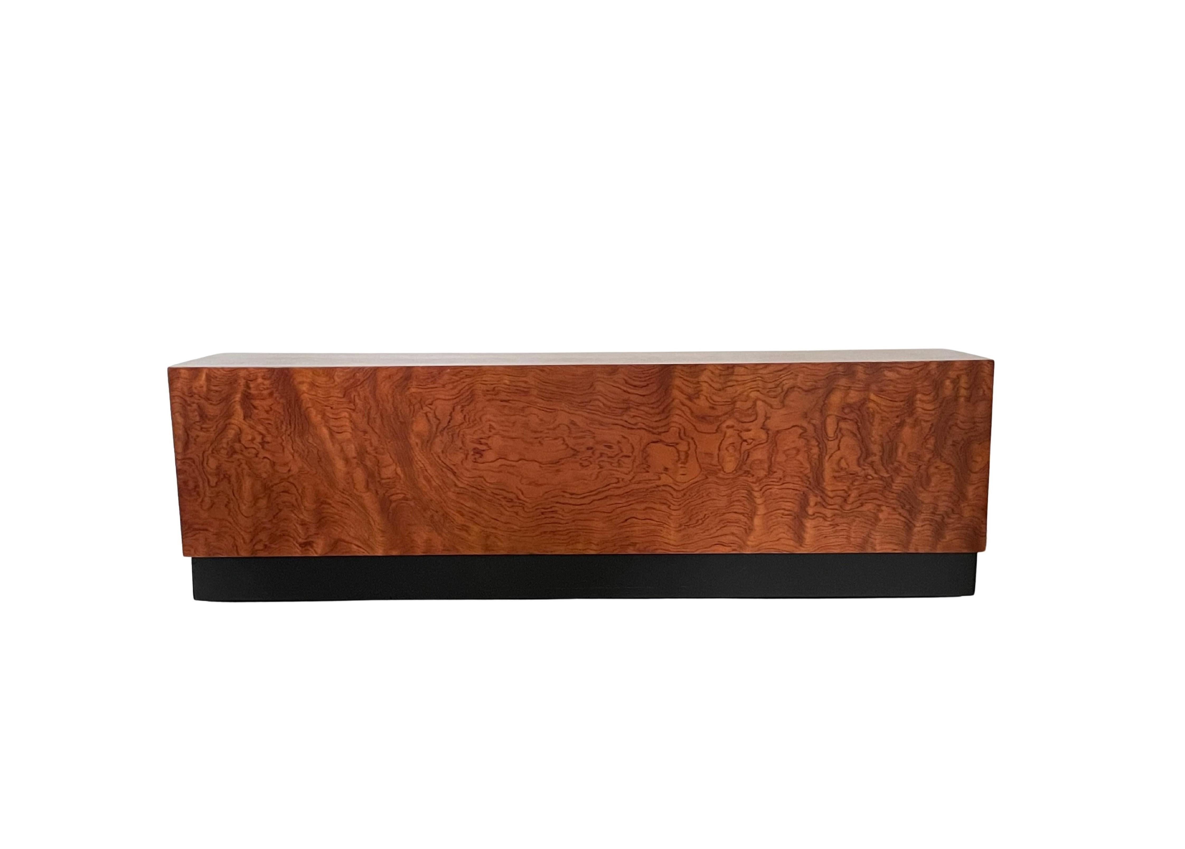 Ebonized Minimalist Floating Platform Bench or Coffee Table, Newly Restored For Sale