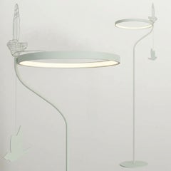 Lampadaire minimaliste « Flight Shadows » : luminaire moderne en acier inoxydable, couleur olive
