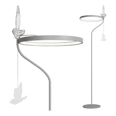 Lampadaire minimaliste « Flight Shadows » : luminaire moderne en acier inoxydable, finition platine