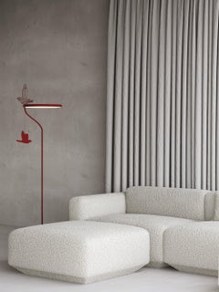 Lampadaire minimaliste « Flight Shadows » : luminaire moderne en acier inoxydable, couleur rouge