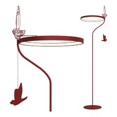 Lampadaire minimaliste « Flight Shadows » : luminaire moderne en acier inoxydable, couleur rouge