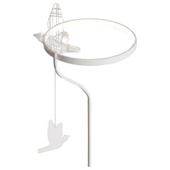 Lampadaire minimaliste « Flight Shadows » : luminaire moderne en acier inoxydable, blanc