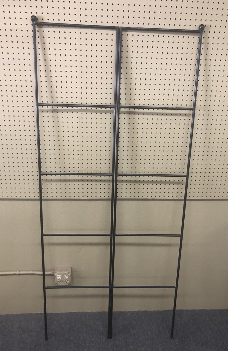 Minimalist Four-Panel Wrought Iron Room Divider / Screen In Good Condition For Sale In San Diego, CA