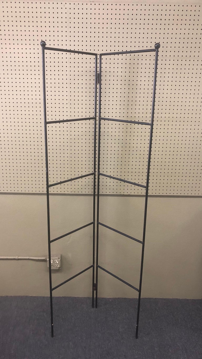 20th Century Minimalist Four-Panel Wrought Iron Room Divider / Screen For Sale
