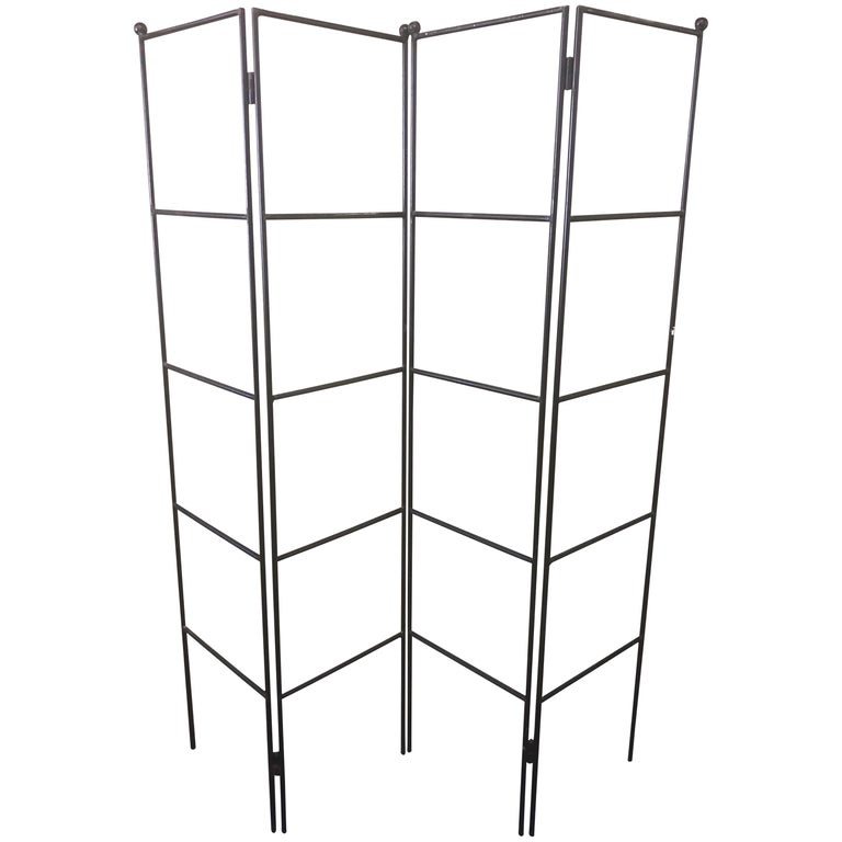 Minimalist Four-Panel Wrought Iron Room Divider / Screen For Sale at ... - Minimalist Metal Room Divider Panel Designs