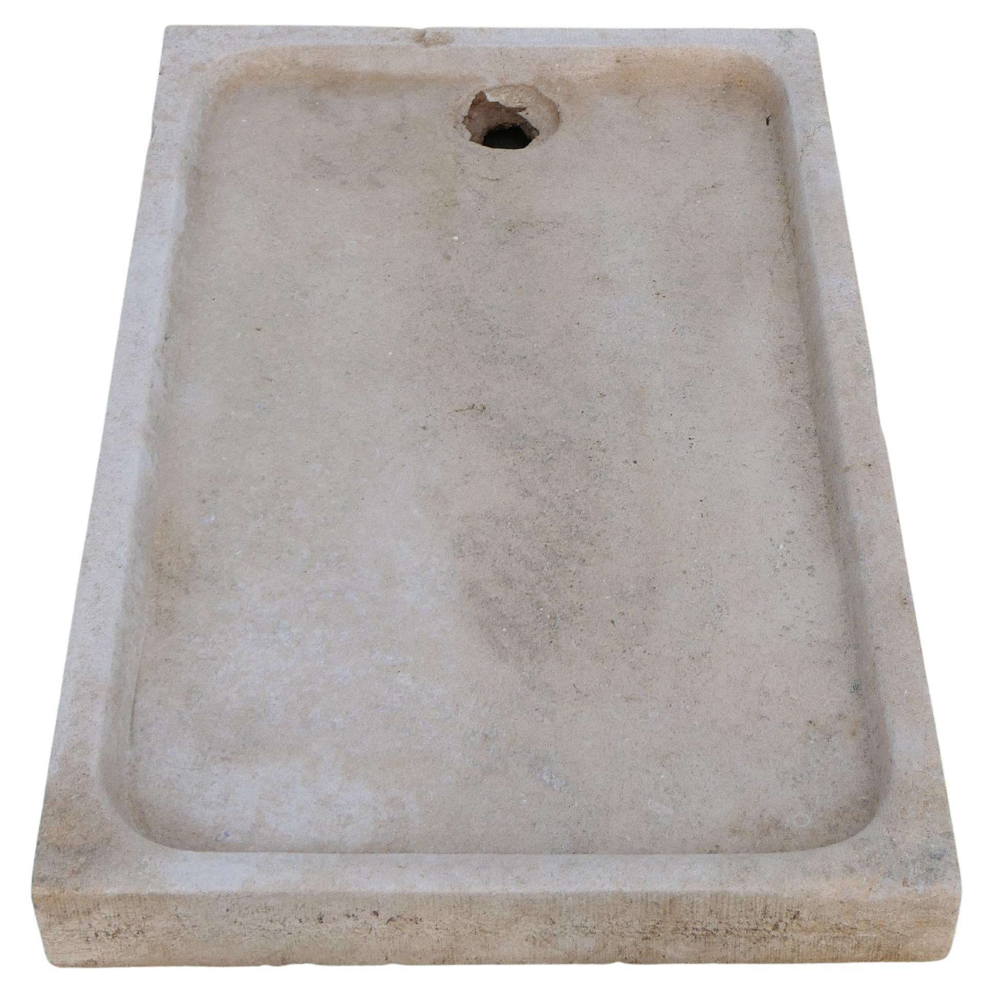 Minimalist French Limestone Shallow Vessel Sink