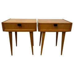 Minimalist French Mid-Century Nightstands, Pair