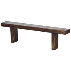 Minimalist French Rustic Bench in Solid Walnut