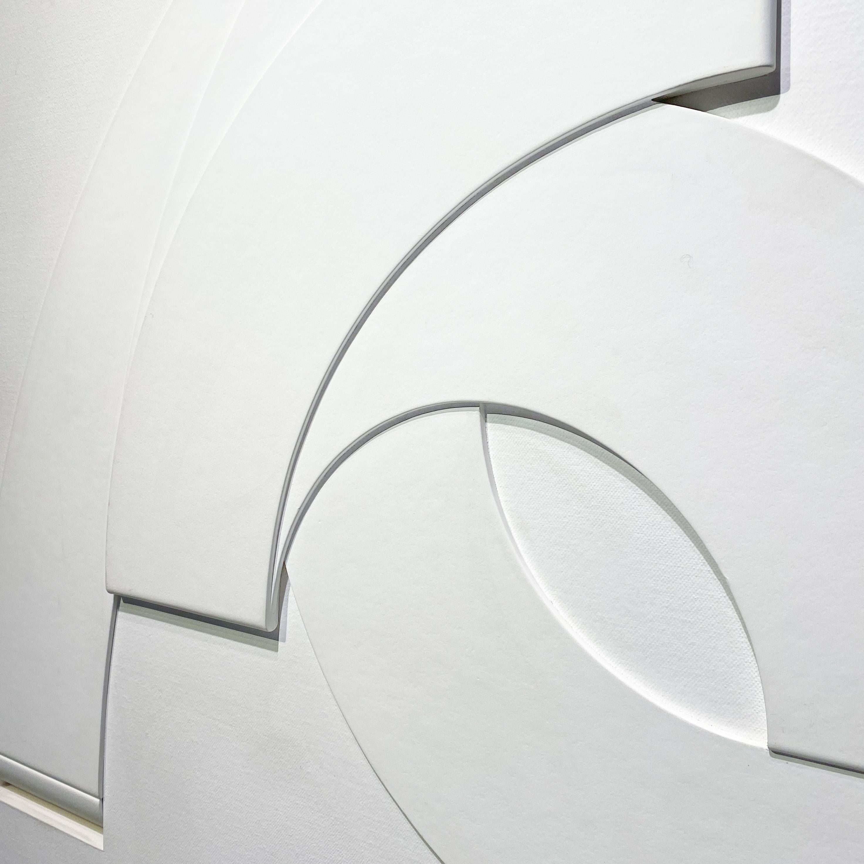 Late 20th Century Minimalist Geometric Abstract Relief in Tonal Whites by Dutch Artist For Sale