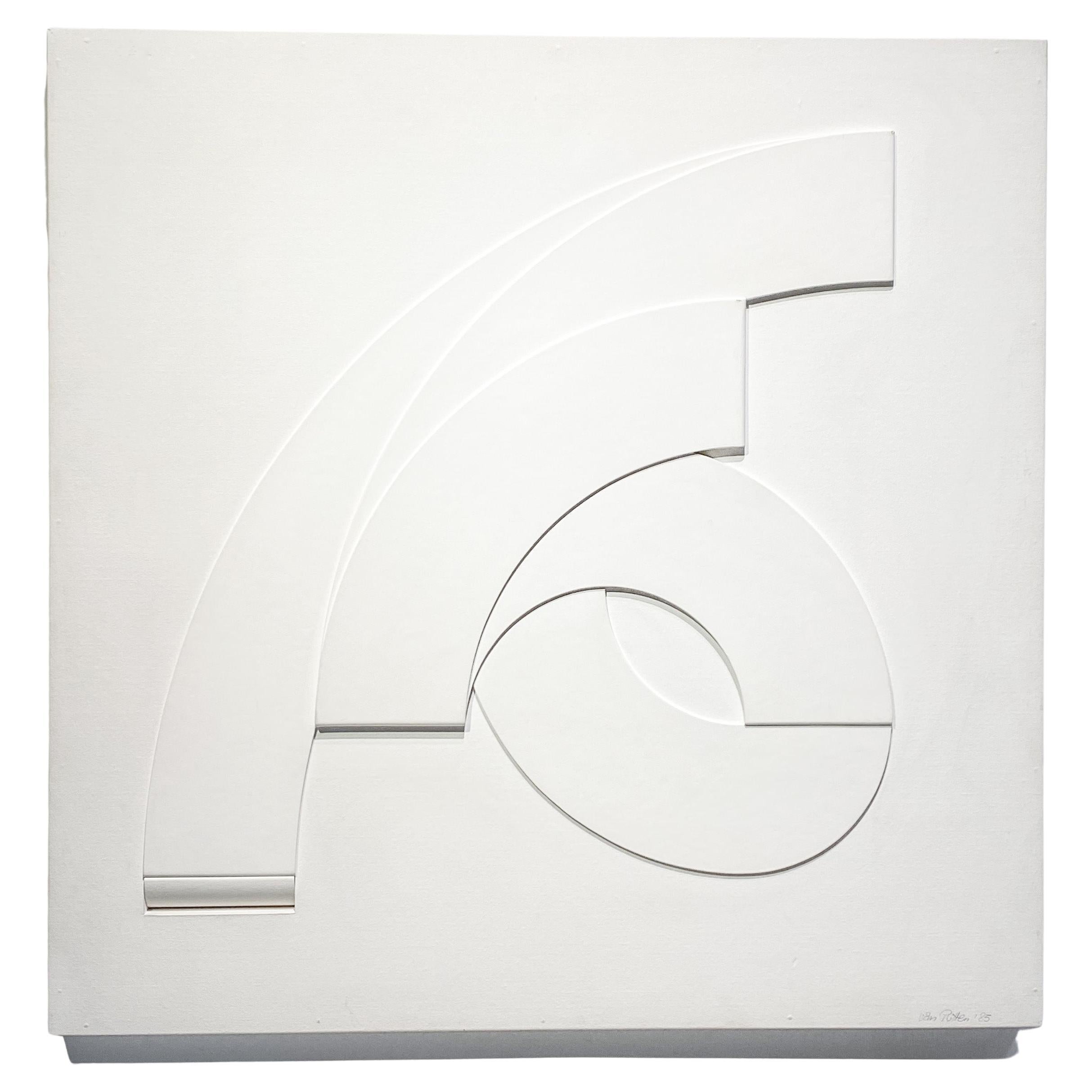 Minimalist Geometric Abstract Relief in Tonal Whites by Dutch Artist