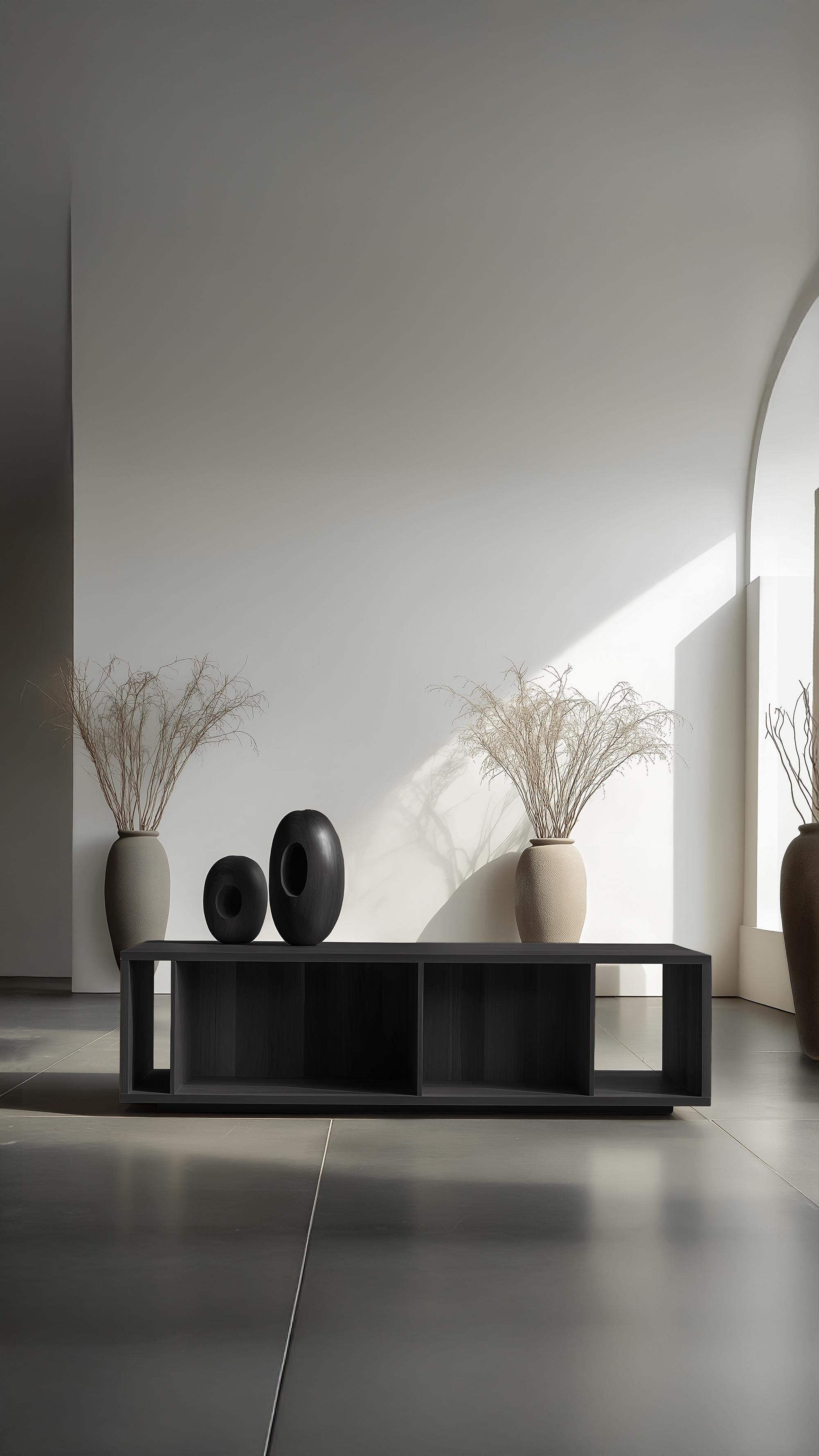 Minimalistisches geometrisches Sideboard, Sereno No23 Design von Joel Escalona (Holz) im Angebot