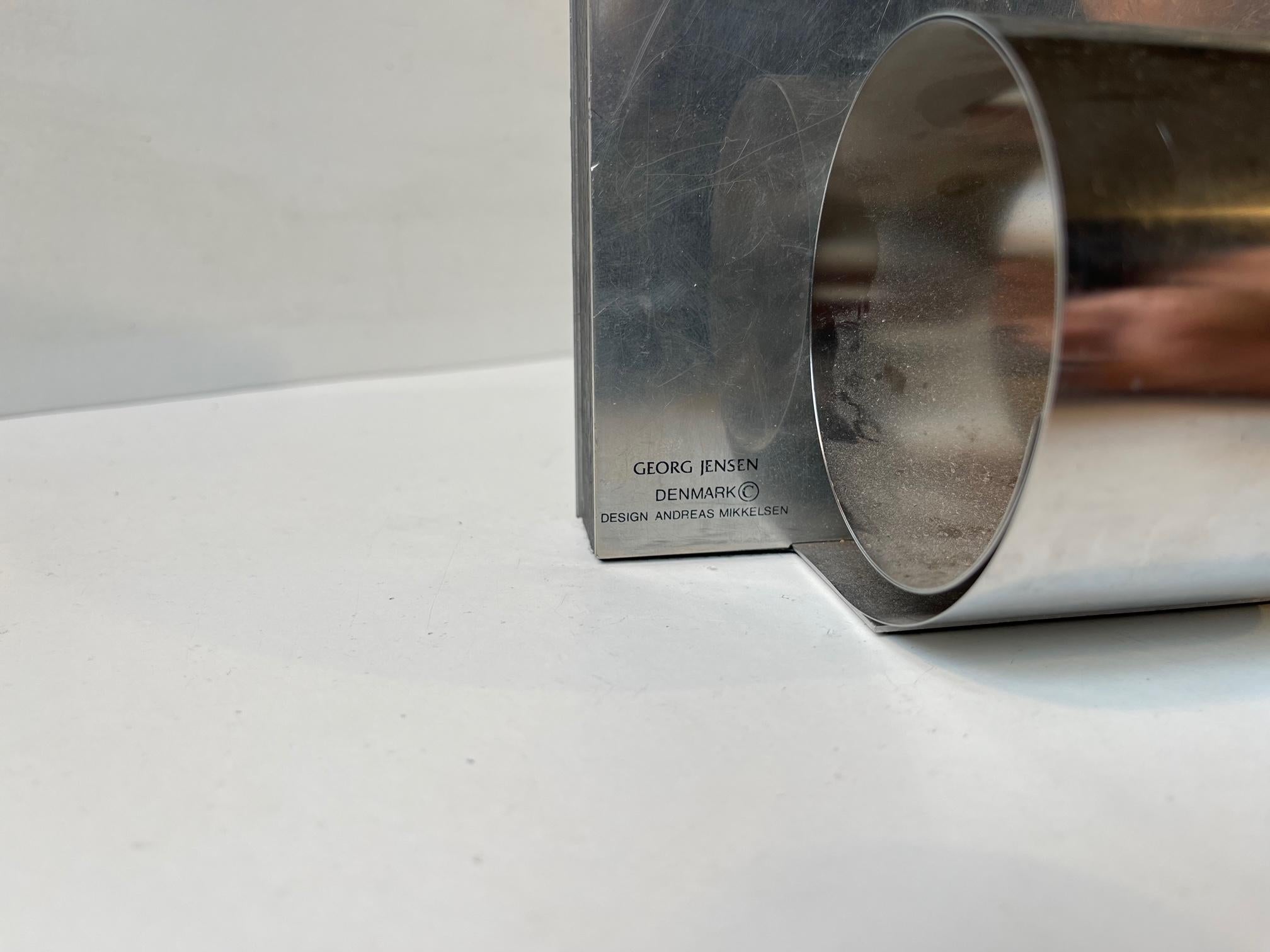 Minimalist Georg Jensen Expandable Vinyl Book Holder in Stainless Steel, 1990s 1