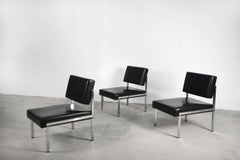 Minimalist German Chrome and Leather Modular Lounge Chairs from Brune, 1960s