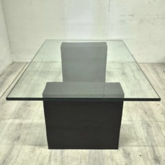 Minimalist glass and slate coffee table, Germany 1980s