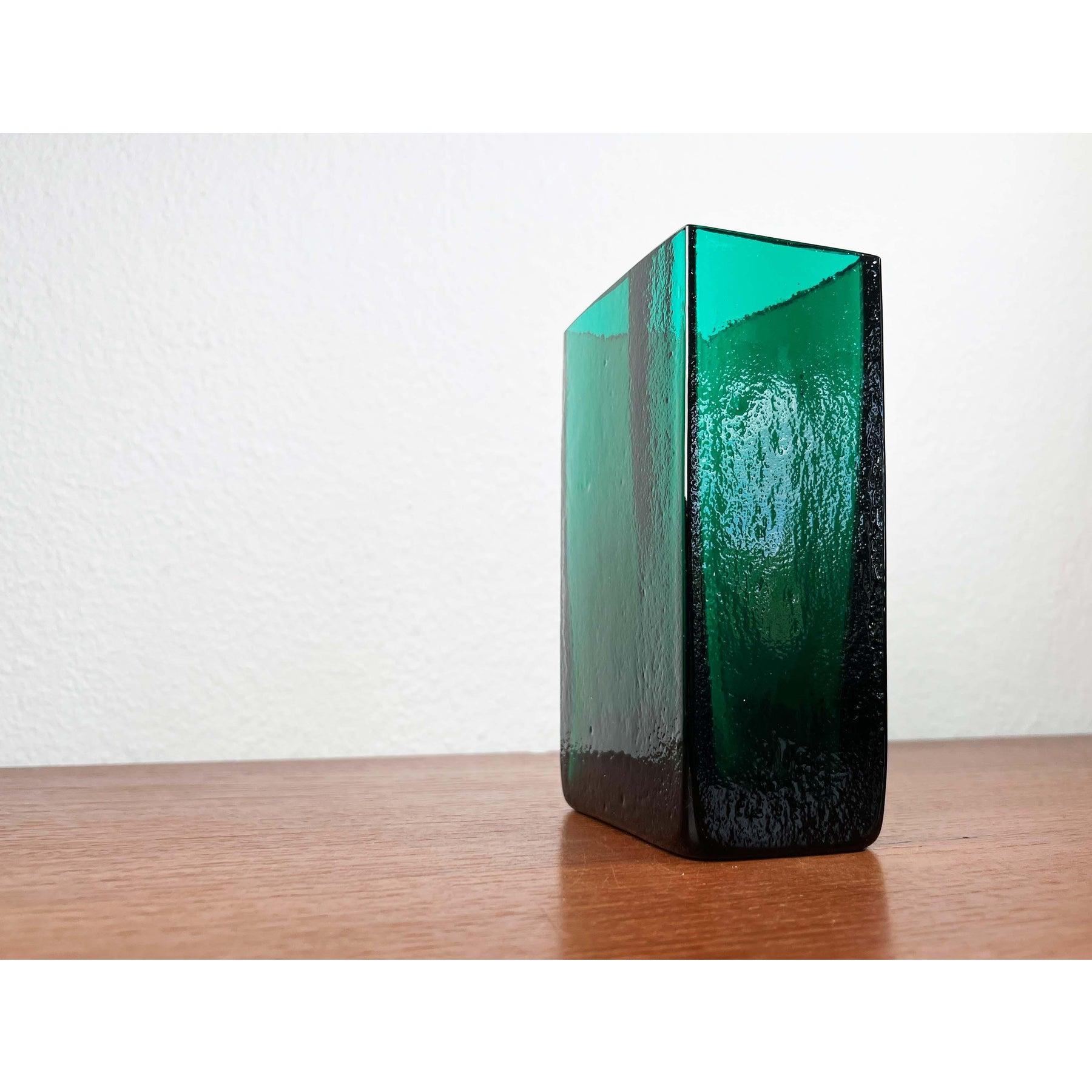 Mid-Century Modern Minimalist Glass Block Vase from Finncristall, Finland, 1960s For Sale