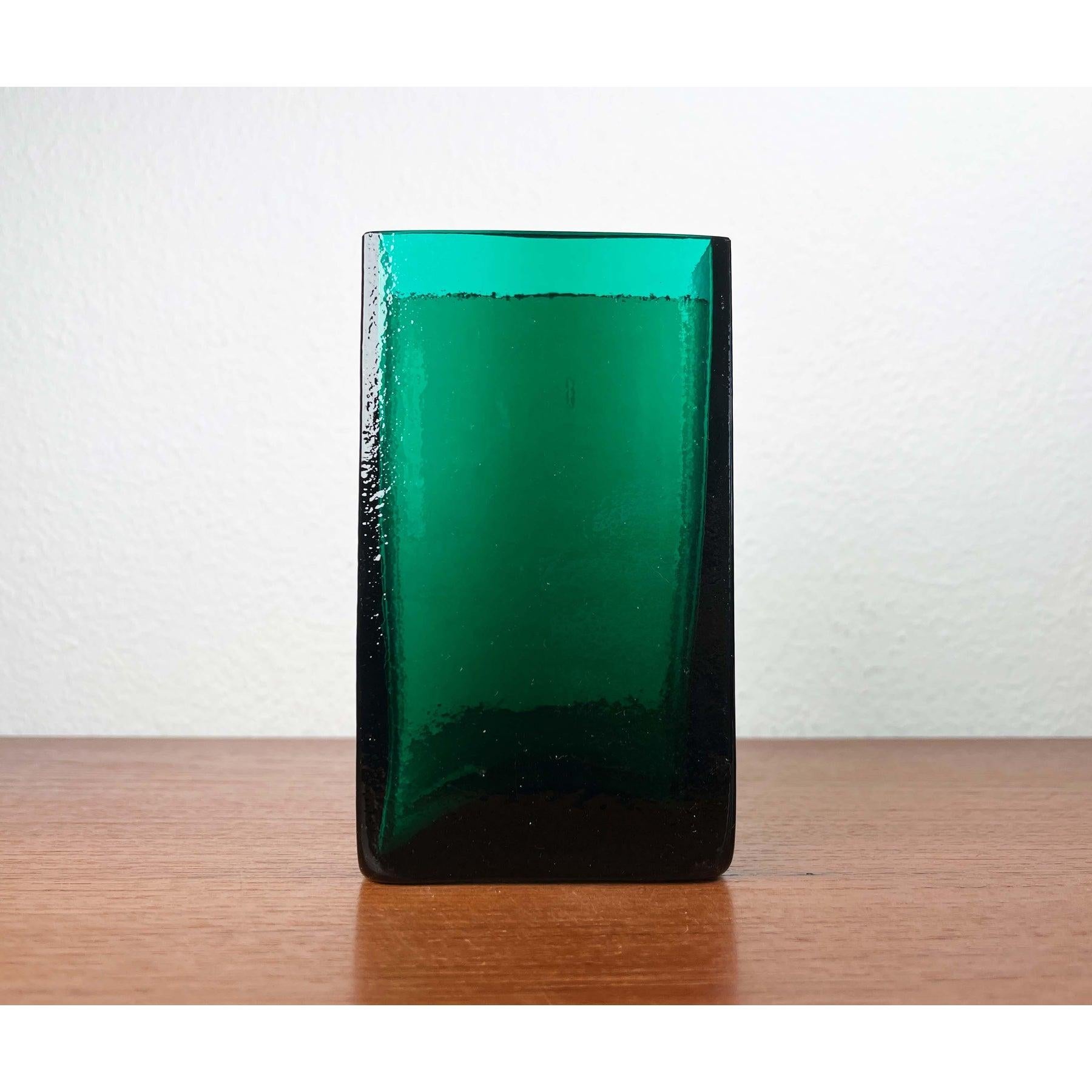 Finnish Minimalist Glass Block Vase from Finncristall, Finland, 1960s For Sale