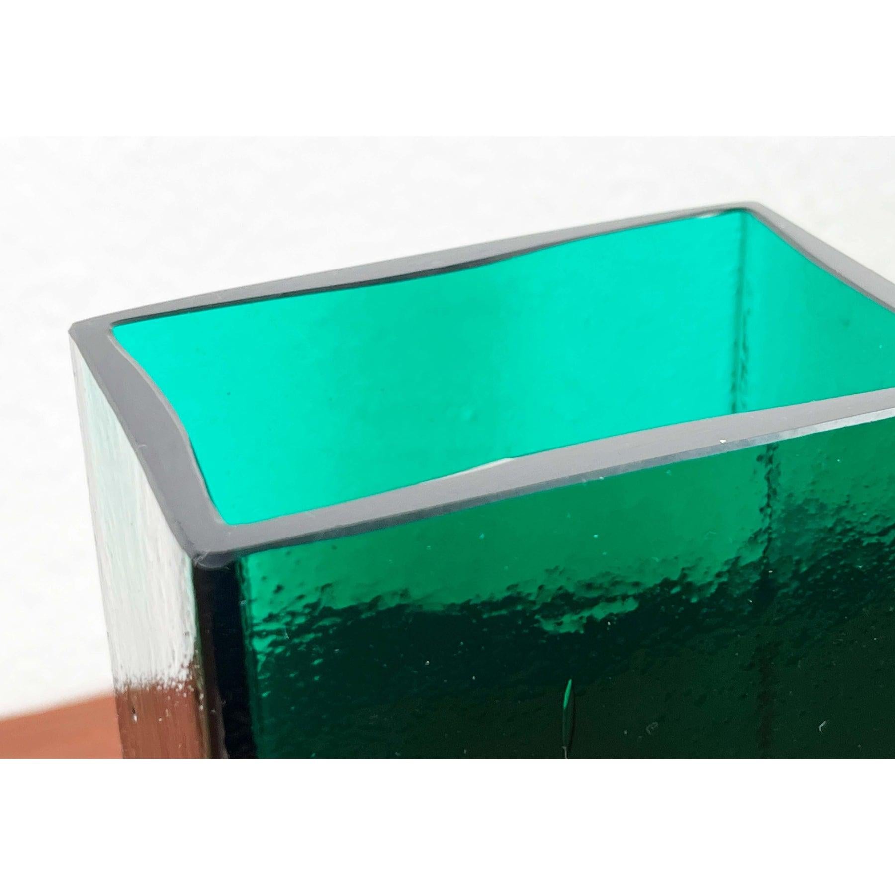 Minimalist Glass Block Vase from Finncristall, Finland, 1960s For Sale 3