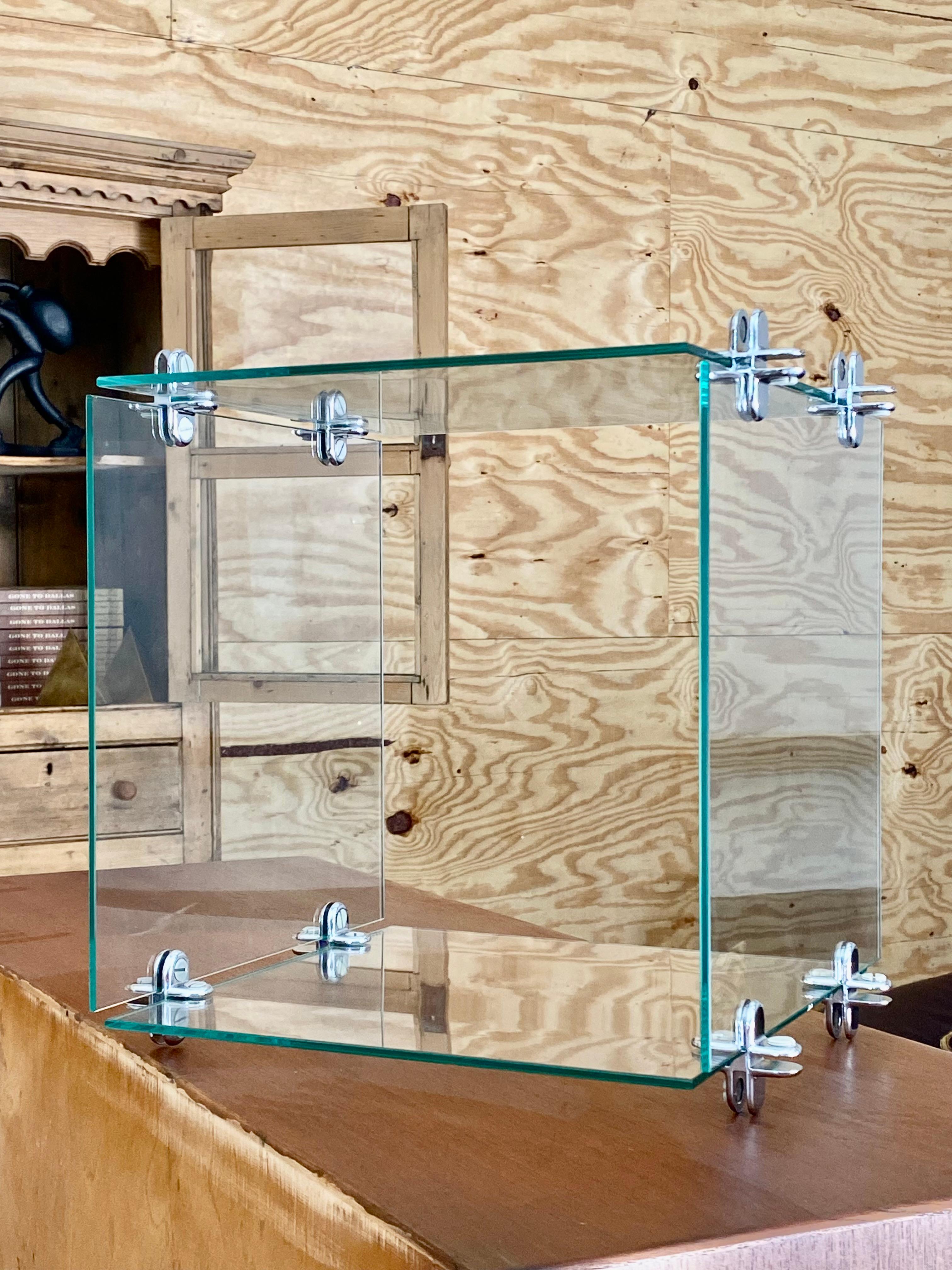 Great way to lift and put focus on a special object. The interior as well as the top of this piece are great for displaying anything that deserves a little extra attention. We all love showing off a collection and this piece would be perfect for