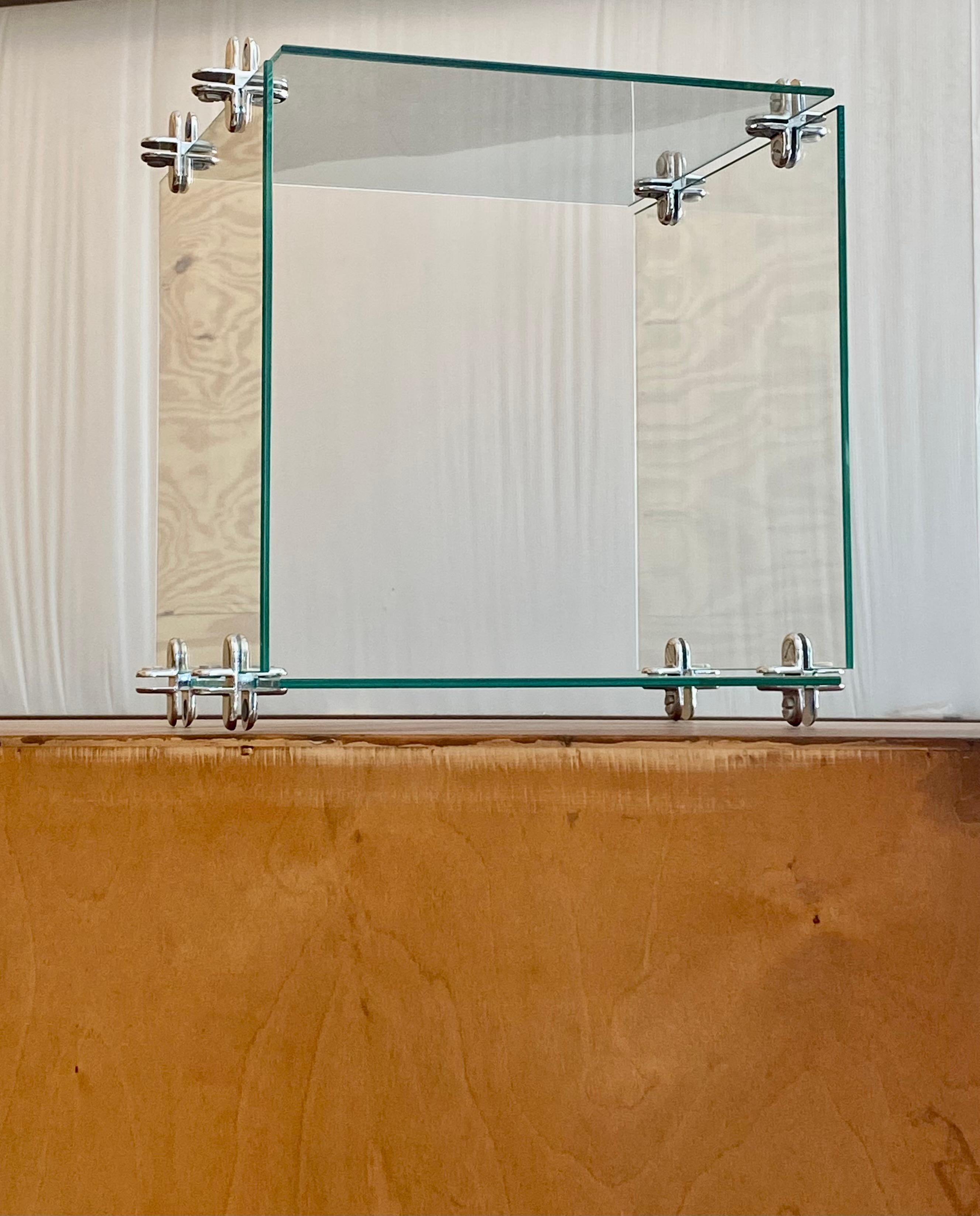 Minimalist Glass + Chrome Display Cube For Sale 1