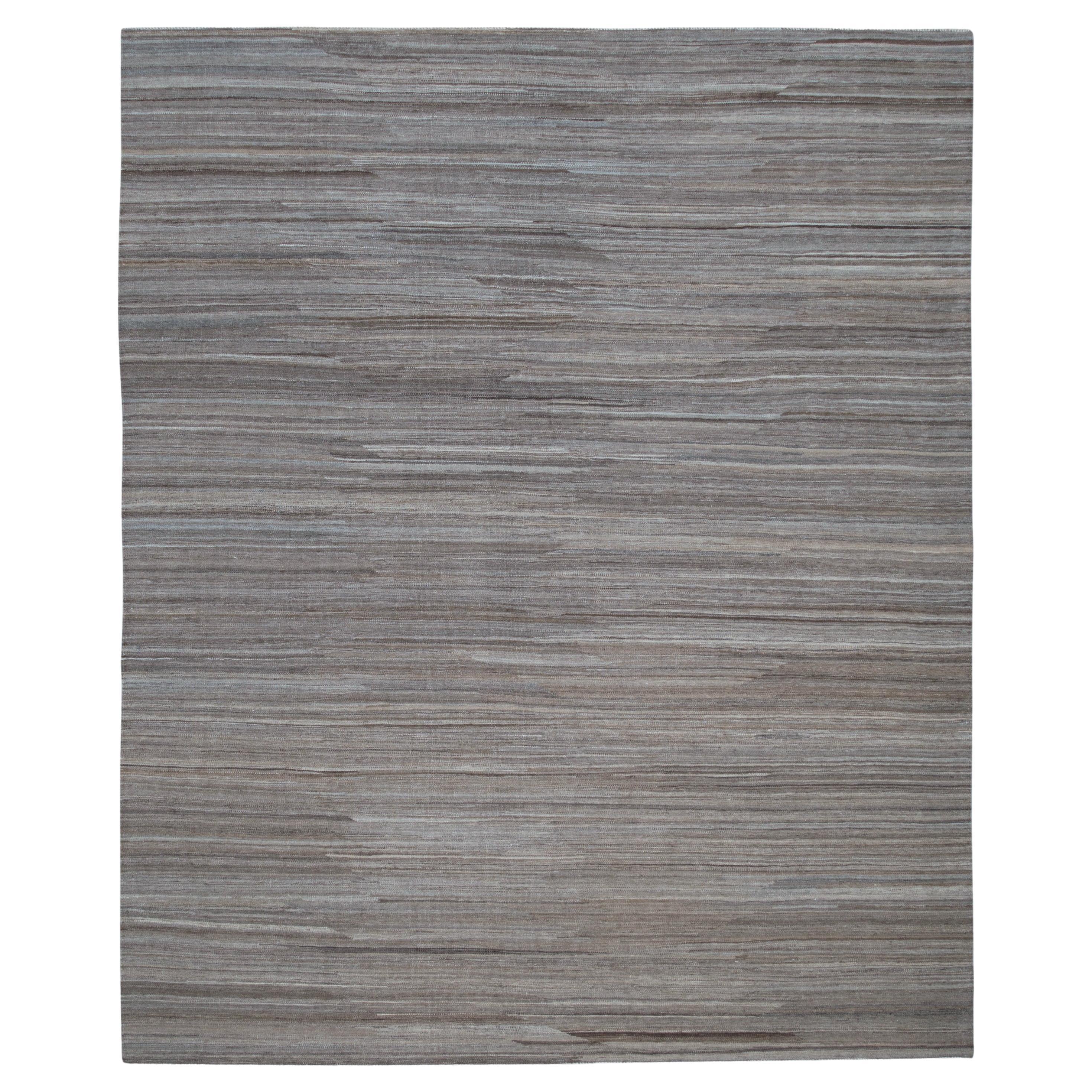 Minimalist Gray Brown Earthy Tone Wool Kilim 8'5''x10'2''