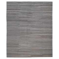 Minimalista Kilim de Lana Gris Marrón Tono Tierra 8'5''x10'2''
