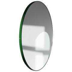 Orbis Round Minimalist Bespoke Mirror with Green Frame - Small