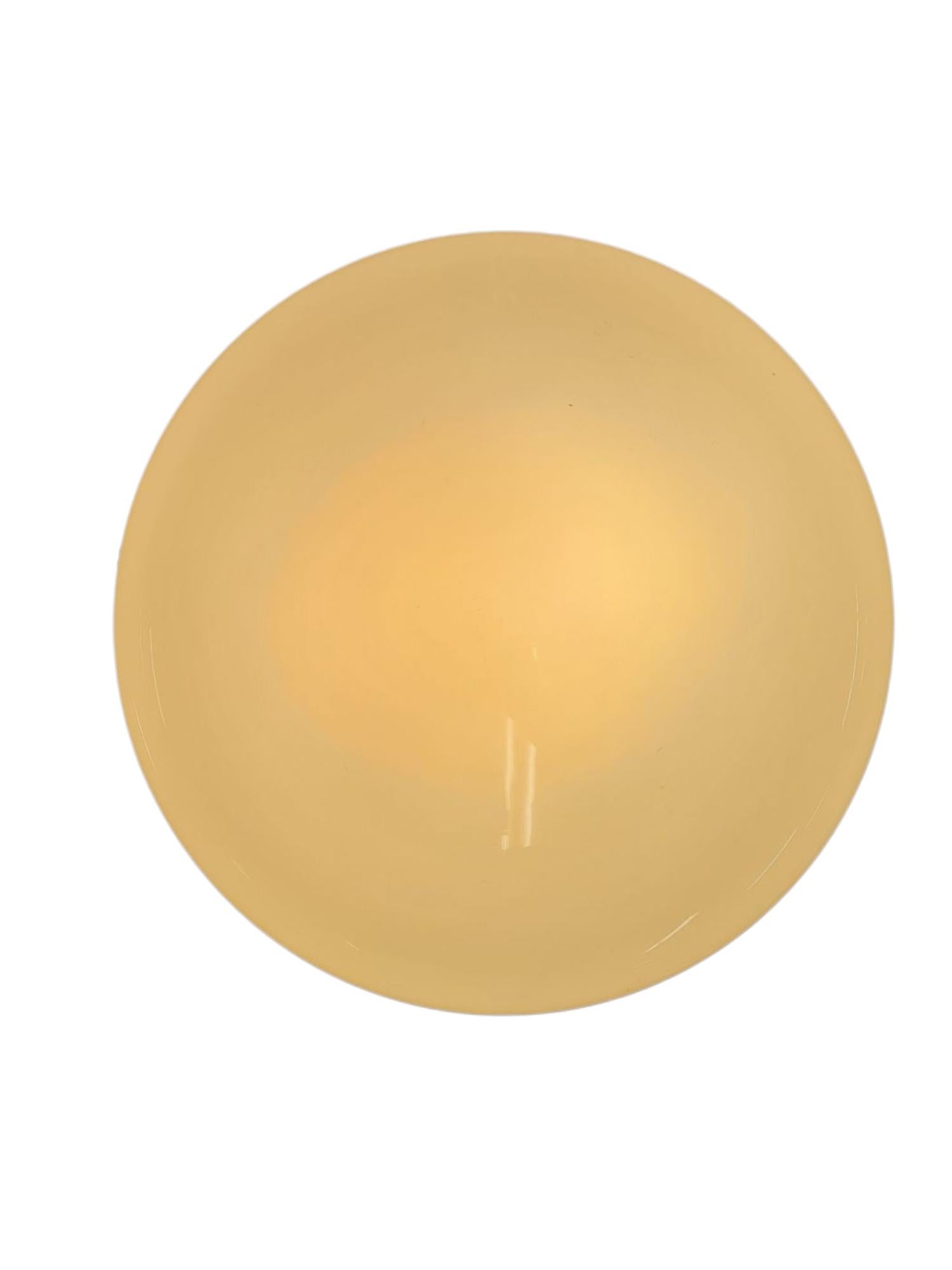 Scandinavian Modern Minimalist Gunilla Jung Flushmount, Model 70-014 White Opaline Glass, Orno 1950s For Sale