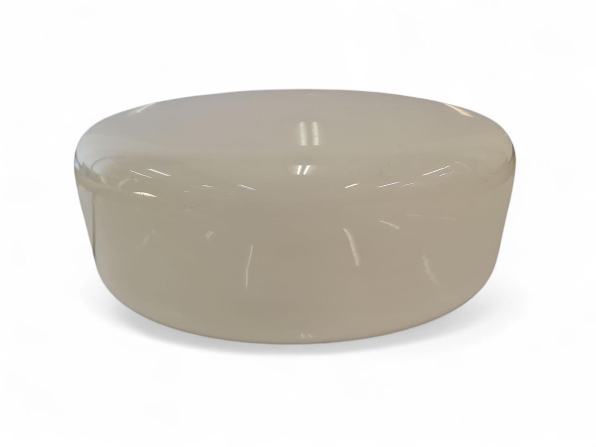 Minimalist Gunilla Jung Flushmount, Model 70-014 White Opaline Glass, Orno 1950s For Sale 1