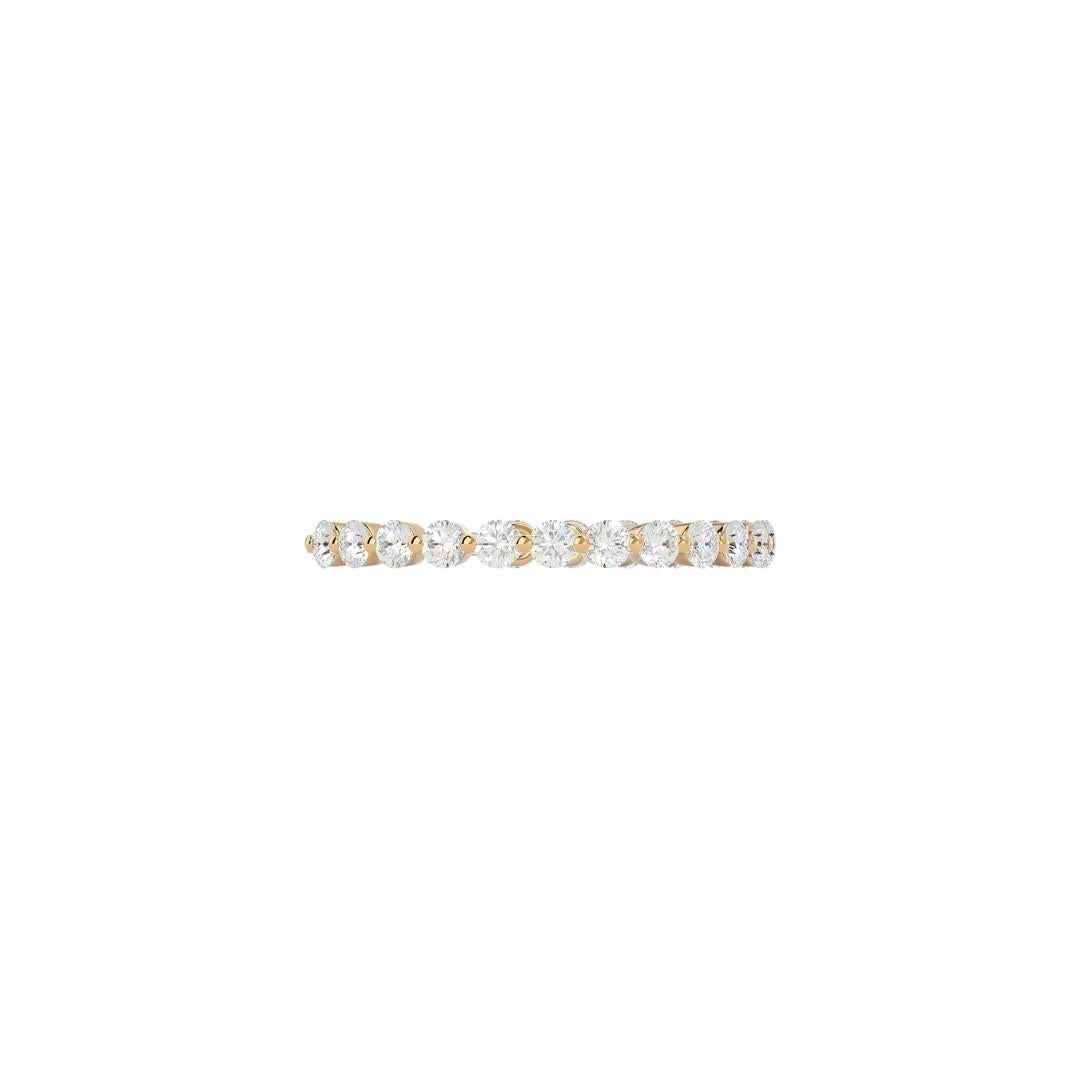 Round Cut Minimalist Half Eternity Wedding Ring in 18 Karat Gold For Sale