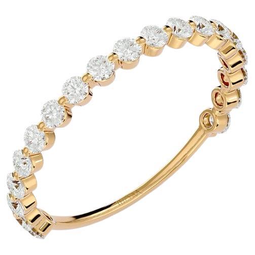 Minimalist Half Eternity Wedding Ring in 18 Karat Gold For Sale