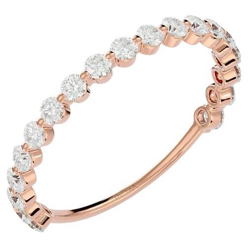 Minimalist Half Eternity Wedding Ring in 18 Karat Gold For Sale