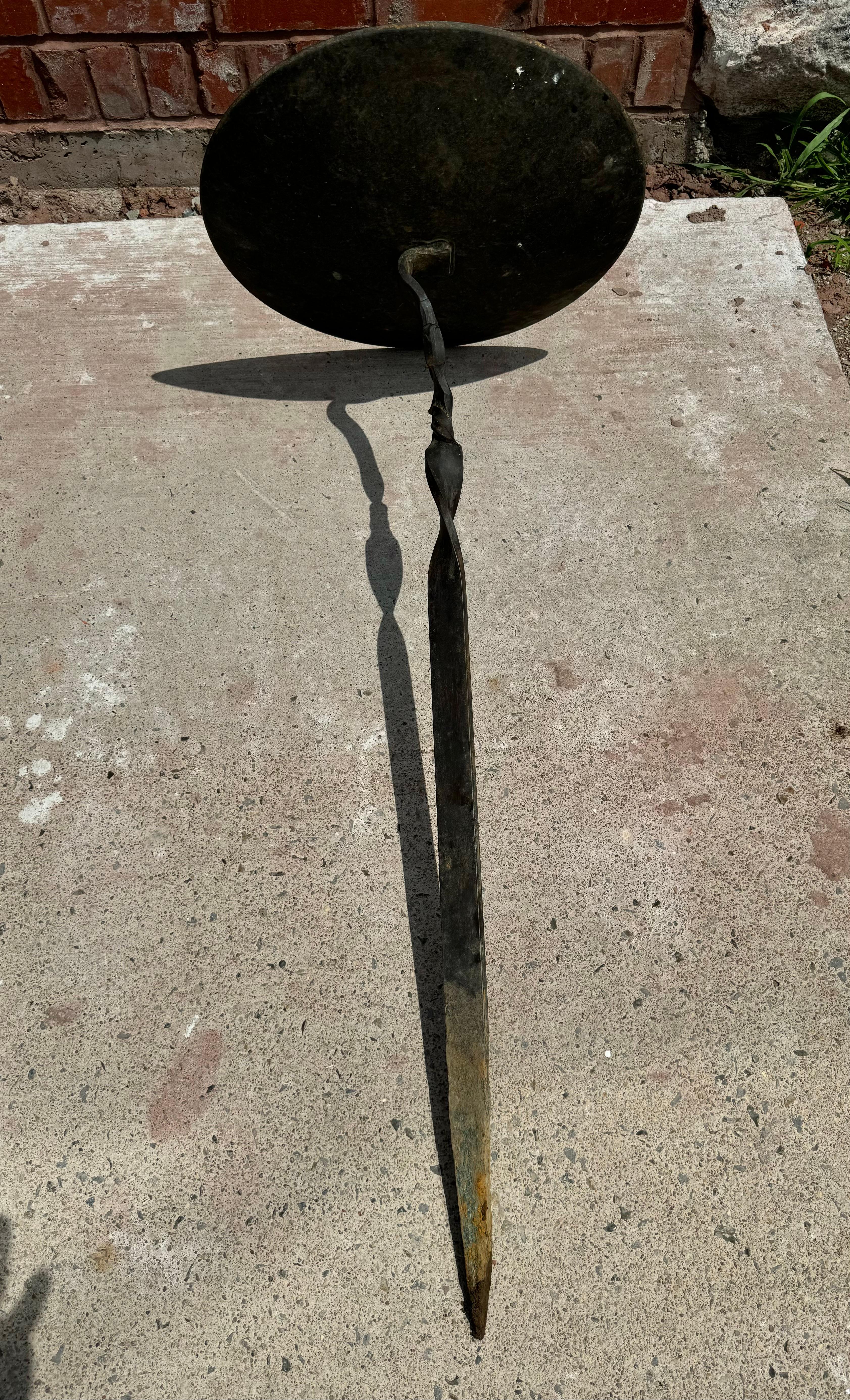 Mid-20th Century Minimalist Hand Forged Iron Bird Bath / Sculpture attributed to Albert Paley For Sale
