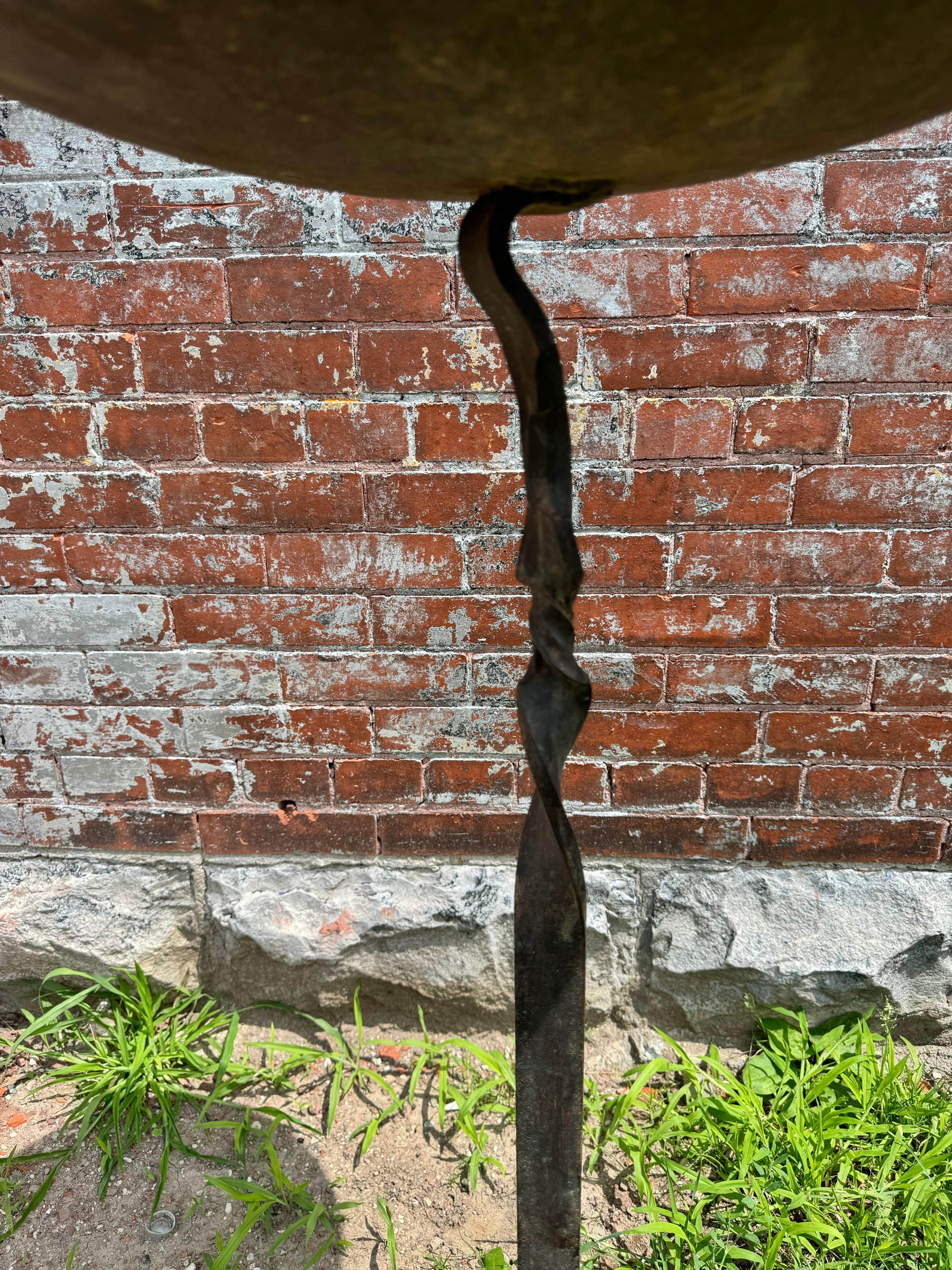 Minimalist Hand Forged Iron Bird Bath / Sculpture attributed to Albert Paley For Sale 1