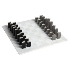 Minimalist Handcrafted Carrara Marble Chess Board by Tarek Elkassouf