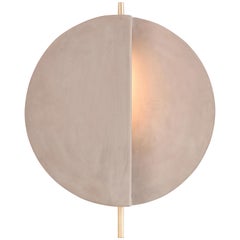 Minimalist geometric sconce, natural grey ceramic and brass by Atelier BAM