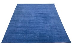 Minimalist Handmade Modern Persian Gabbeh Wool Rug In Navy Blue