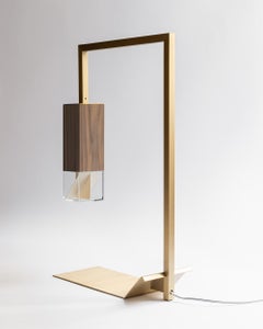 Modern Minimalist Handmade Walnut Wood Table Lamp by Formaminima