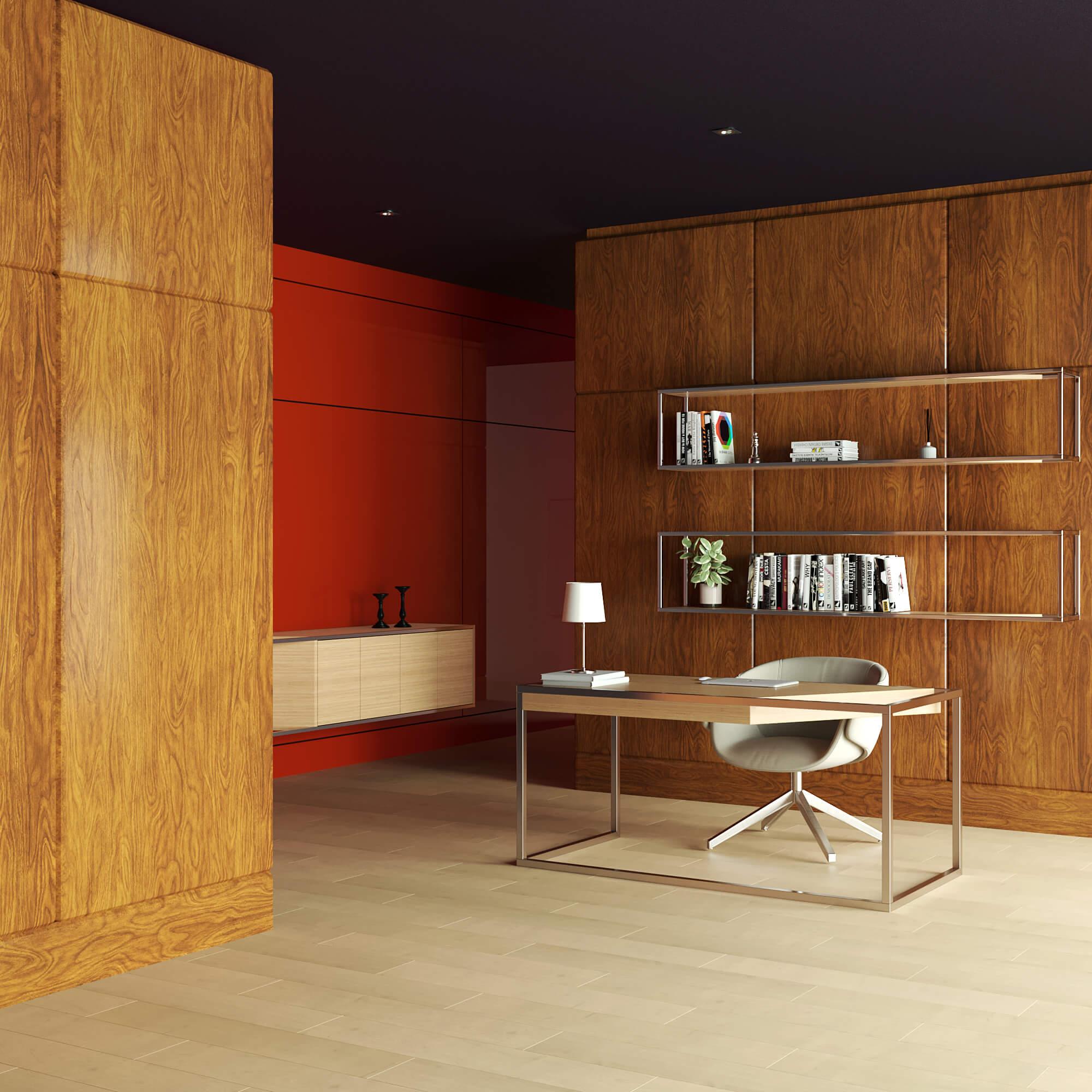 Moderner minimalistischer Schreibtisch für das Home Office aus schwarzem Eichenholz und schwarzem Lack im Angebot 4