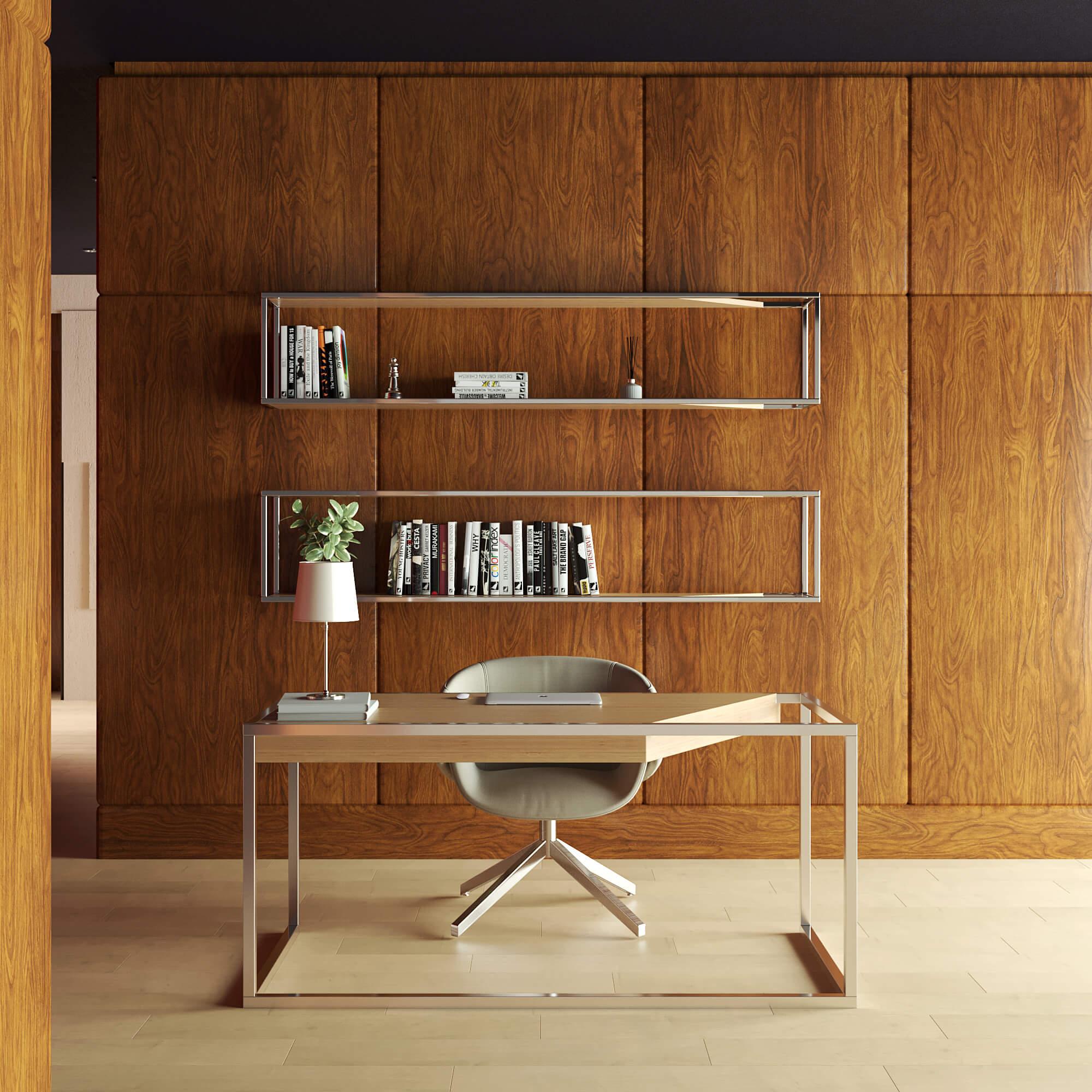 Moderner minimalistischer Schreibtisch für das Home Office aus schwarzem Eichenholz und schwarzem Lack im Angebot 6