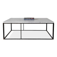 Minimalist Honed Carrara Marble Coffee Table
