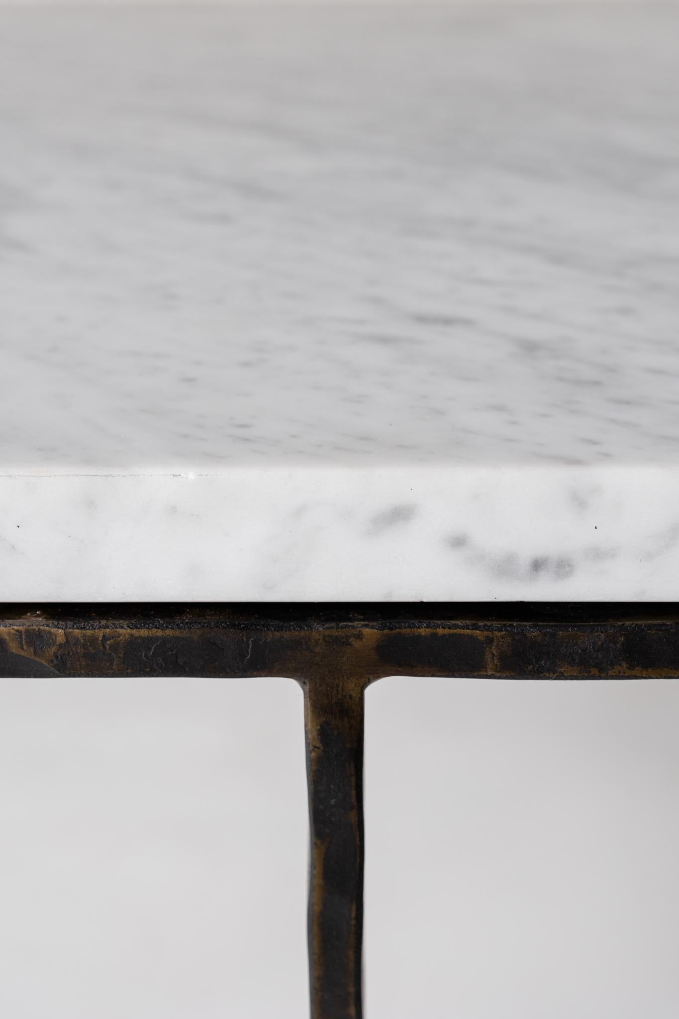 Contemporary Minimalist Honed Carrara Marble Coffee Table For Sale