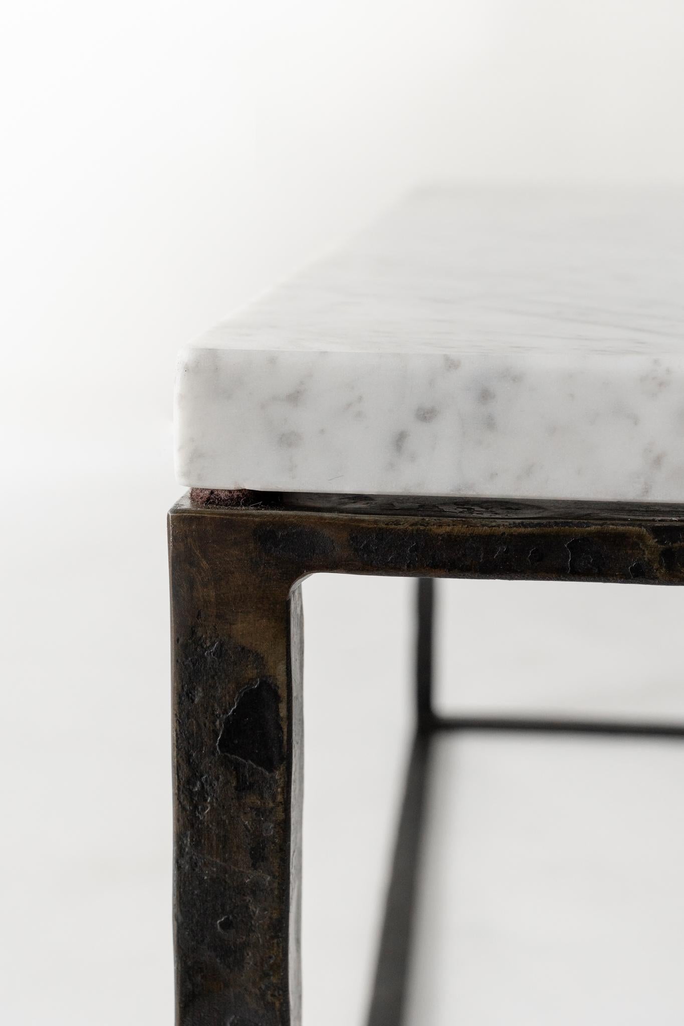 Minimalist Honed Carrara Marble Coffee Table For Sale 1