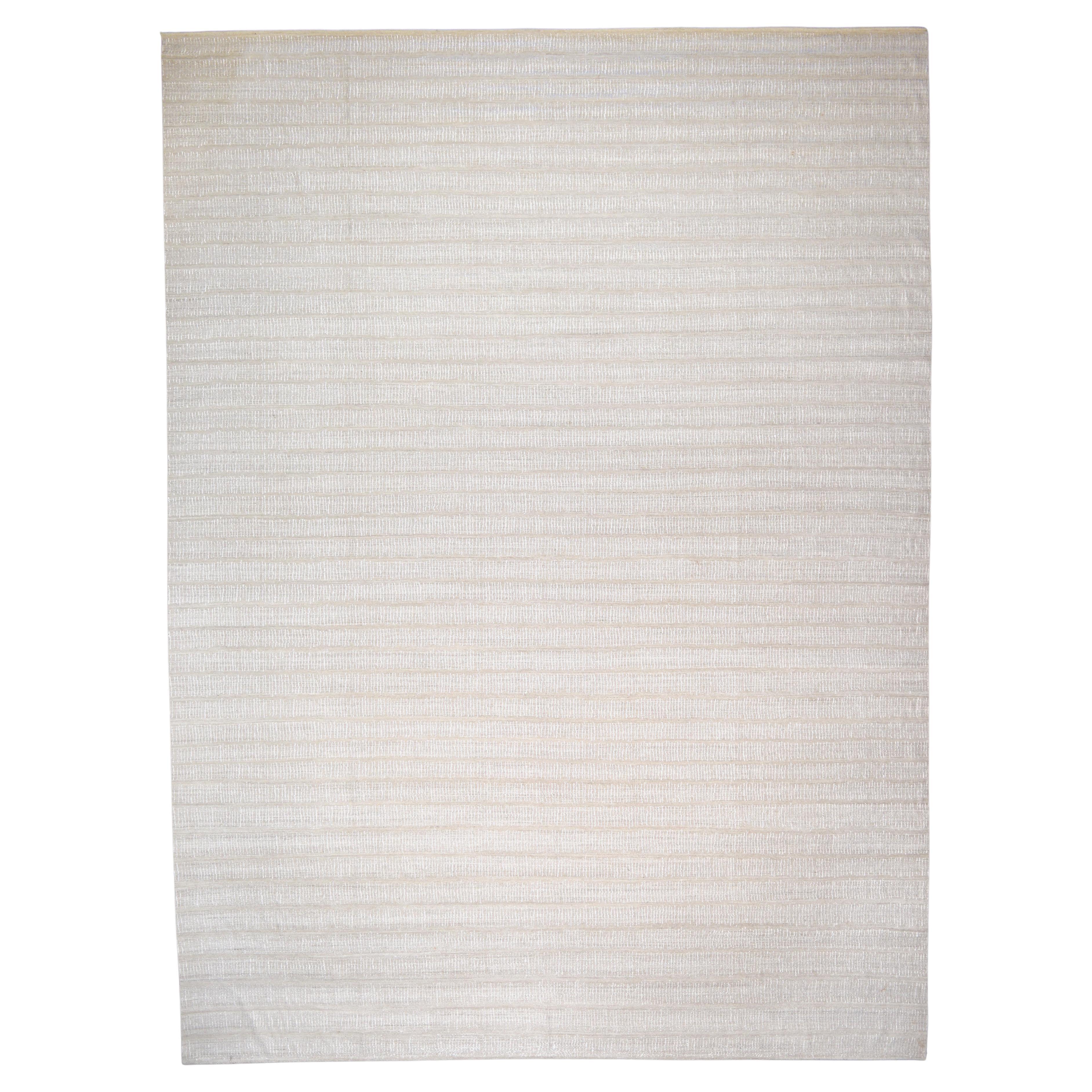 Alfombra minimalista de rayas horizontales con sutil textura de mezcla de lana 14'4''x19'5''