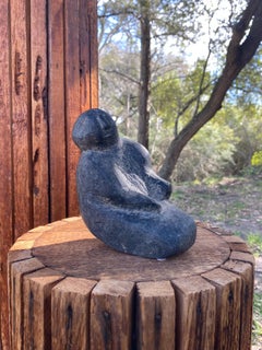 Inuit Sculpture by Marc Alikaswa, Hand-Carved Basalt, Canada, 1960s