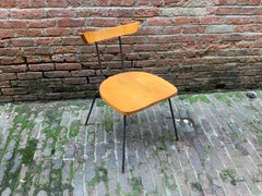 Sedia minimalista in ferro e acero alla maniera di Paul McCobb