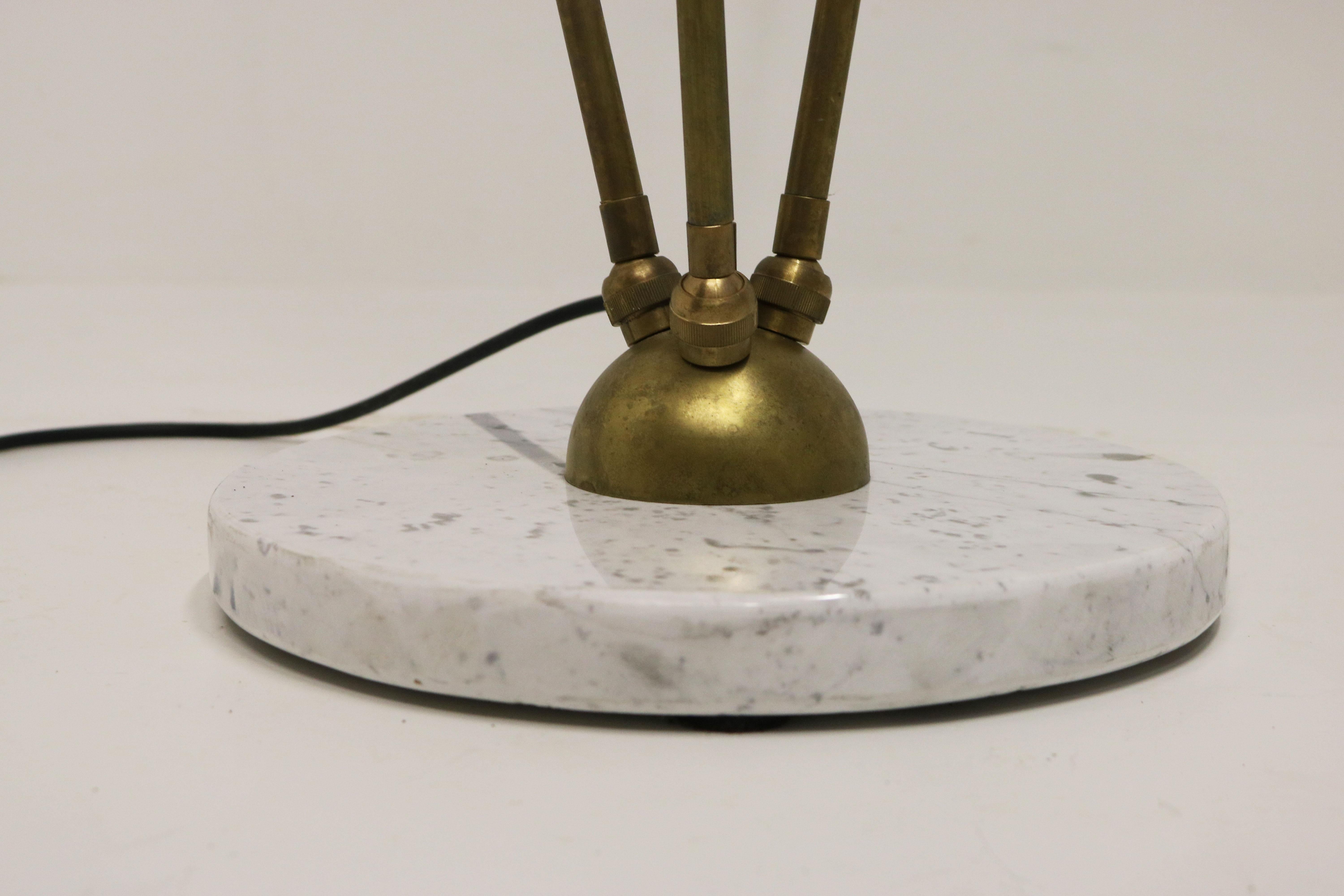 Mid-Century Modern Minimalist Italian Design Floor Lamp Brass Midcentury Stilnovo Style 1950 Marble For Sale