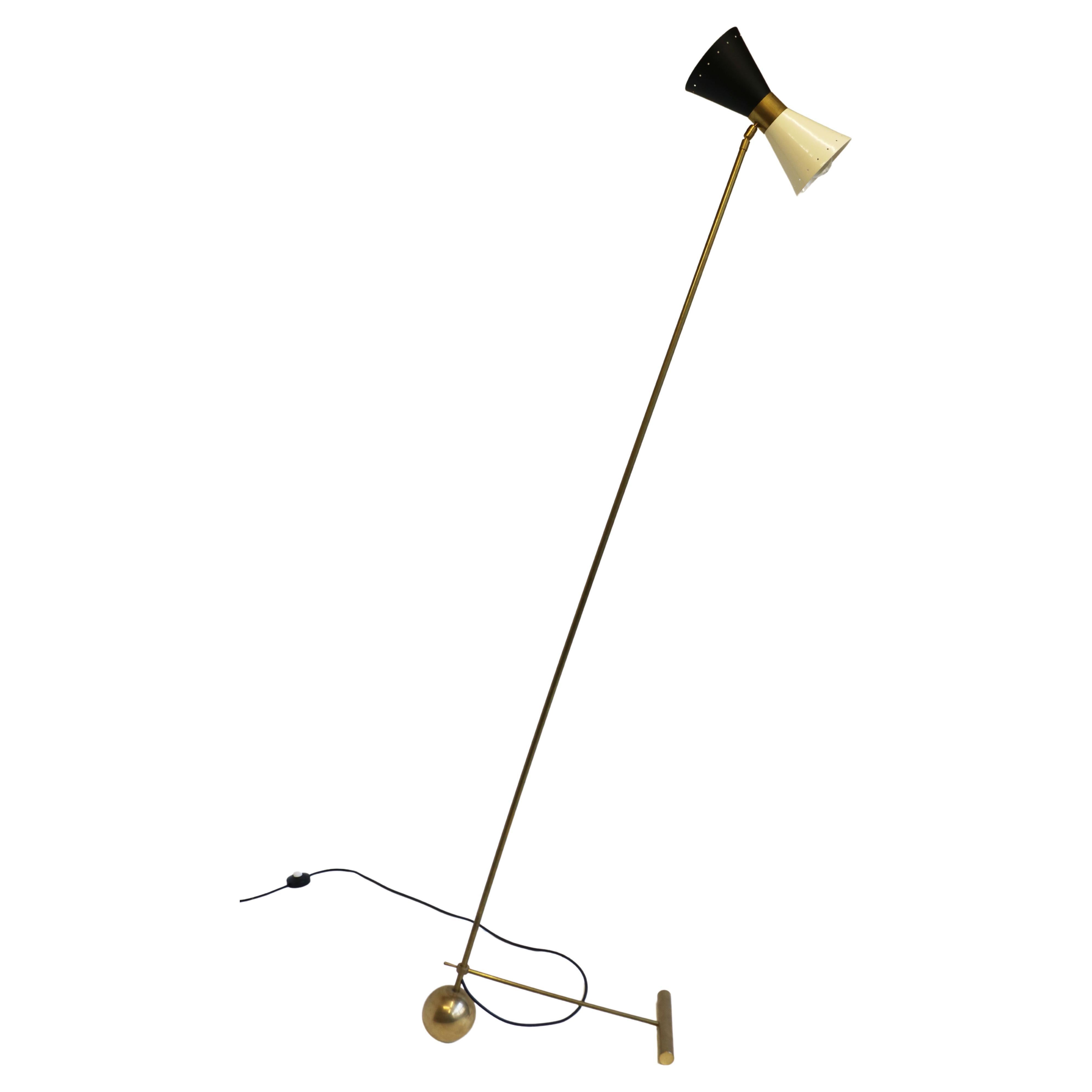 Minimalist Italian Floor Lamp Stilnovo Style 1950 Brass Mid-Century Design Light